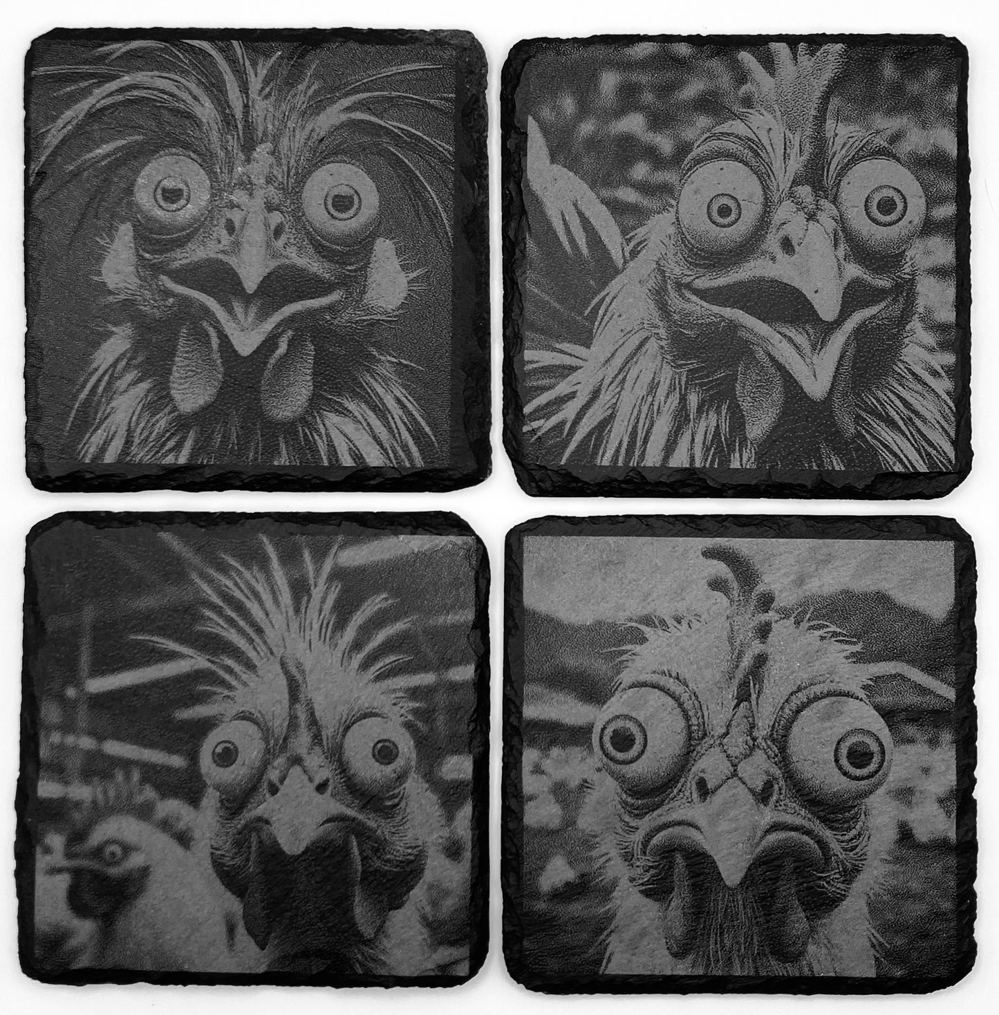 Crazy Chicken Slate Coasters